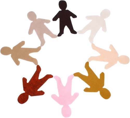 cutouts of multicultural children