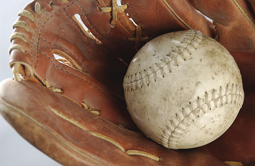 baseball in a baseball glove 