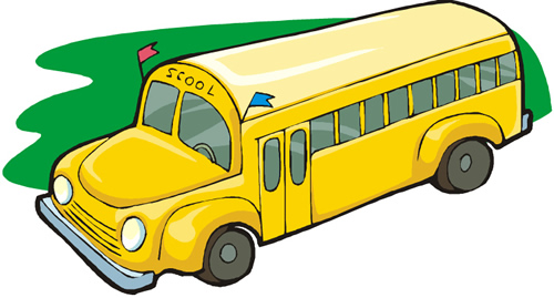 School bus with green background