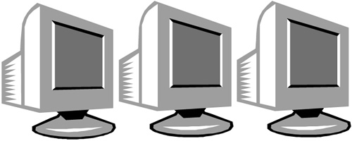 three computers 