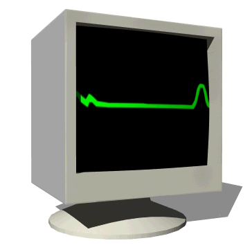 computer with green line 
