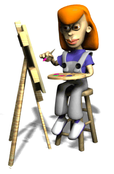 Lady painting at an easel 