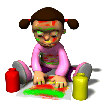 Little girl finger painting 