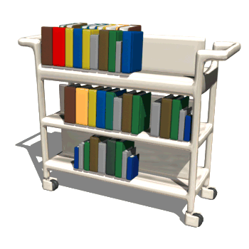 A book cart with a book opening and closing