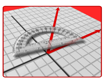 Protractor measuring an angle. 