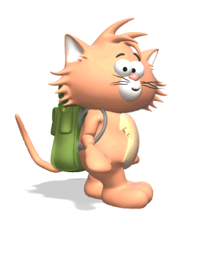 Smiling cat with backpack 