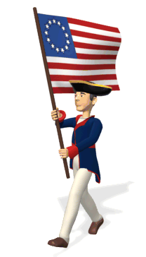 Colonial soldier carrying flag 