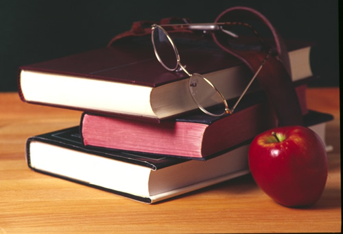 stack of books on a table