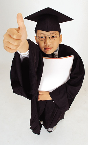 Student in Graduation Cap and Gown 