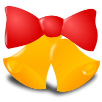 Pair of Gold Bells with Red Bow
