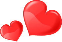 2 red cartoon hearts side by side