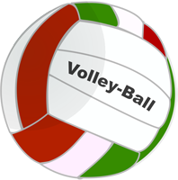 Image of volleyball with the word volley-ball on the ball