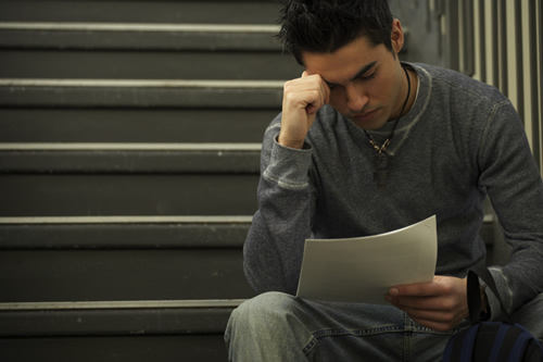 one student reading