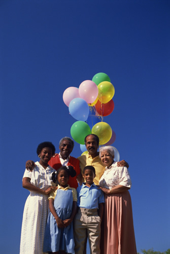 family with balloons