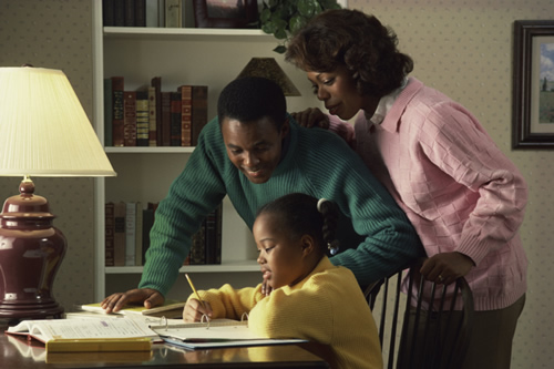 parents helping student with homework